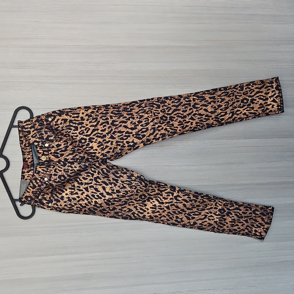 7 For All Mankind Skinny Jeans with Leopard Print Brown and Black Size 14